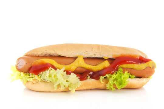Hotdog with bread roll