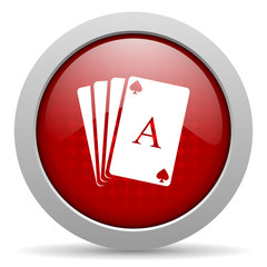 playing cards red circle web glossy icon