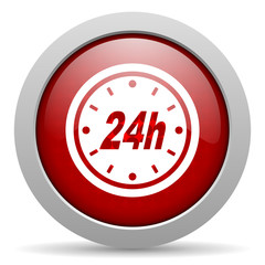 24h red circle web glossy icon