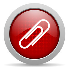 paper clip red circle web glossy icon