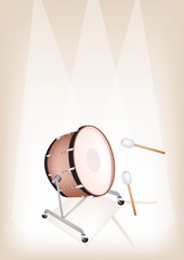 Beautiful Classical Bass Drum on Brown Stage Background