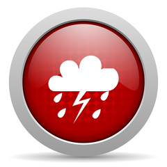 weather forecast red circle web glossy icon