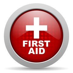 Obraz premium first aid red circle web glossy icon