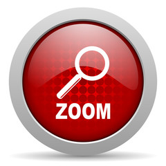 zoom red circle web glossy icon