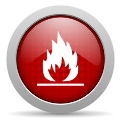 flames red circle web glossy icon