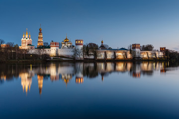 Stunning View of Novodevichy Convent in the Evening, Moscow, Rus