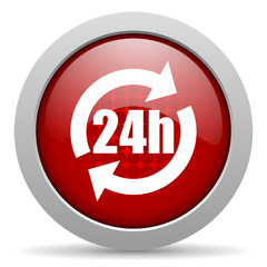 24h red circle web glossy icon
