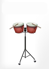 Beautiful Bongo Drum with Sticks on Stand