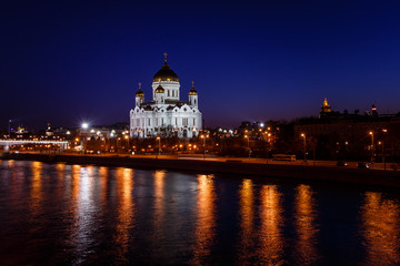 Fototapeta na wymiar Cathedral of Christ the Saviour in the Evening, Russia, Moscow