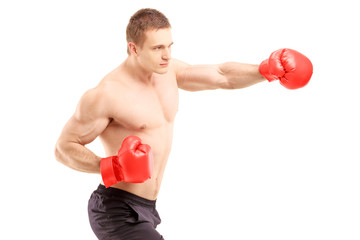 An athlete with boxing gloves