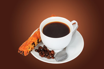 Breakfast with coffee and bread