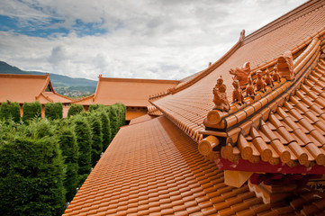 Fototapeta na wymiar Dach świątyni tybetańskiego
