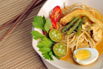 Close up of Delicious Malaysia Curry Noodle