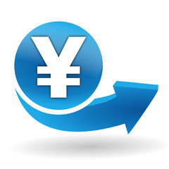 yen sur bouton web bleu