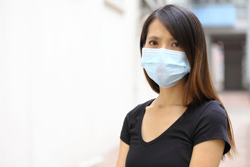 Asian woman wear protective face mask