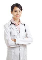 Fototapeta premium Medical doctor woman isolated on white background