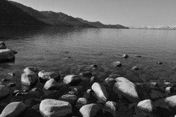 The shoreline of Lake Tahoe in the USA.