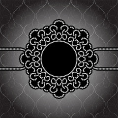 Black and white round jewelry frame, vintage background