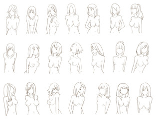 Various types of women breat (sketch)