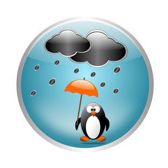 Rain button with penguin - weather collection