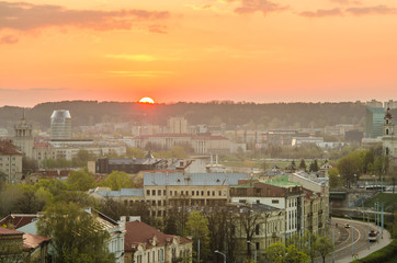 Obraz premium Lithuania in the spring. City of Vilnius in the sunset.