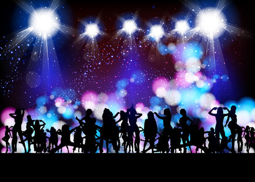 Party Vector, banner neon light stage background