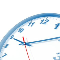 analog clock with blue border and arrows on a white background