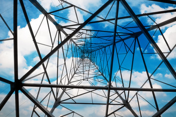 Fototapeta premium High-voltage tower sky background