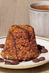 Slide chocolate cake and coffee