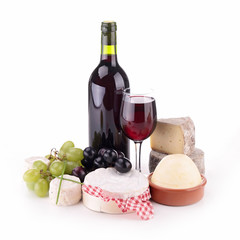 isolated composition with wine and cheese
