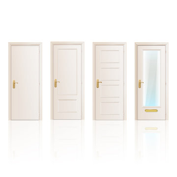 Set of white doors on isolated background. 