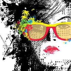 Printed kitchen splashbacks Woman face Women in sunglasses