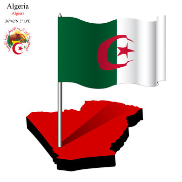 algeria wavy flag over map