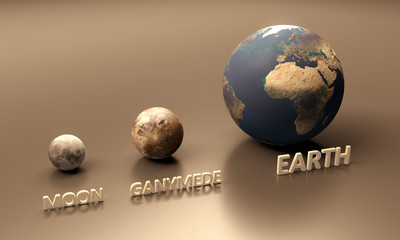 Ganymede the Moon and Earth