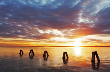 Early morning sunrise over the sea