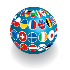 vector background with globe and flags