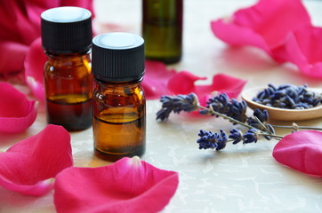 aromatherapy treatment with rose and lavender