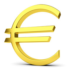 Obraz premium Golden euro sign isolated on white