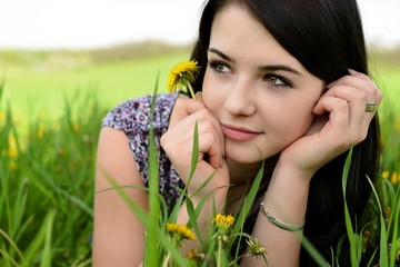 Sexy Girl With Dandelion