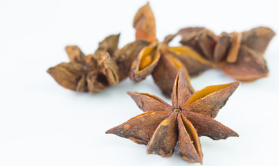 A group of dried star anise spice.