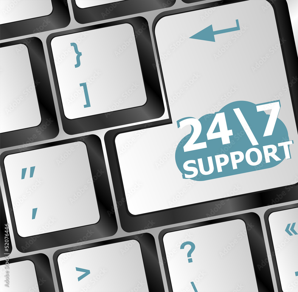 Aufkleber support sign button on computer keyboard