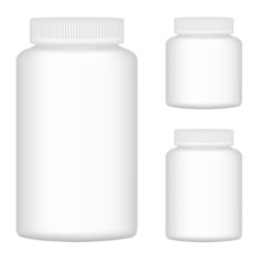 White Blank Plastic Bottle Set For Packaging Design. Set 2. Vect
