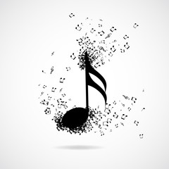 Music note with burst effect