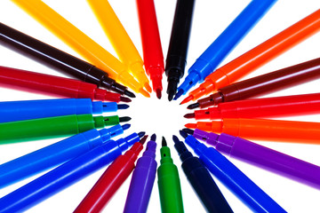 multicolored felt tip pens