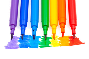 rainbow color felt pens - obrazy, fototapety, plakaty