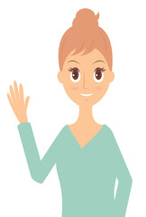 手を挙げる女性