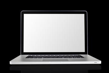 Laptop isolated on black background