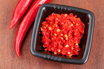 red hot peppers and spicy sauce