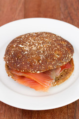 sandwich with salmon on the plate