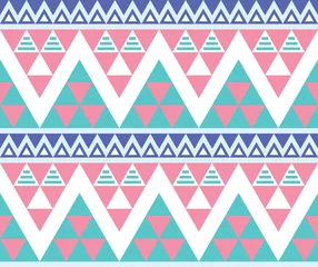 Zelfklevend Fotobehang Zigzag Tribal Azteekse kleurrijke naadloze patroon